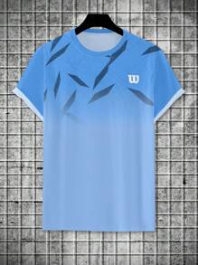 Manfinity Homme Camiseta de manga corta y cuello redondo con estampado, para uso casual y deportes al aire libre para hombres, para uso diario