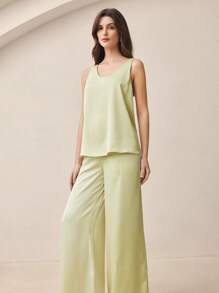 BizChic Conjunto elegante de negocios casuales de verano para mujer 2025, adecuado para invitados de boda, festival de música rural, brunch, aeropuerto, estilo vintage de los 90, estilo de Estocolmo, Americana, pantalones acampanados, Top y Bottom