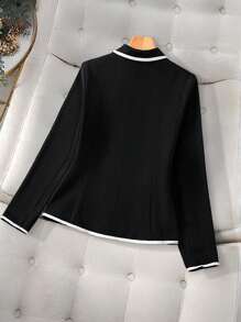SHEIN Clasi 大码女式翻领长袖休闲撞色西装外套毕业、返校、教师服装
