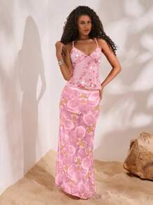 Opulessa Áo hở lưng màu trơn đính sequin và thêu cho nữ, thích hợp đi chơi, dự đám cưới, phong cách công sở thường ngày, đi xem hòa nhạc, dự tiệc, đi club, áo màu hồng, trang phục đón năm mới, lễ Tạ ơn, áo dự tiệc thanh lịch, áo dạ hội sang trọng cho đám cưới, áo gợi cảm cho club. - Hồng - Xem 5