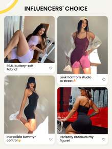 SHEIN GLOWMODE X Marika Sila 6" FeatherFit™ Tummy Control Adjustable Straps Sports Jumpsuit Low Impact Yoga Daily Summer - Navy Blue - View 12