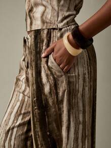 MISSGUIDED Quần dài Palazzo ống rộng in họa tiết trừu tượng, cạp cao, dây rút, dáng rộng thoải mái cho mùa hè đi biển - Nhiều màu - Xem 7