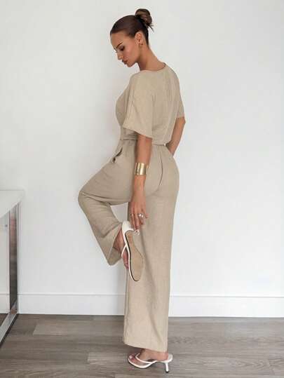 Siren Gaze 2pcs/Set Women Solid Color Pleated Shirt And Pants Casual Suit,Business Casual Woman,Work Clothes Women,Teacher Outfits For Women, 2 Pieces Lounge Sets Woman,Casual Two Pieces Set Summer