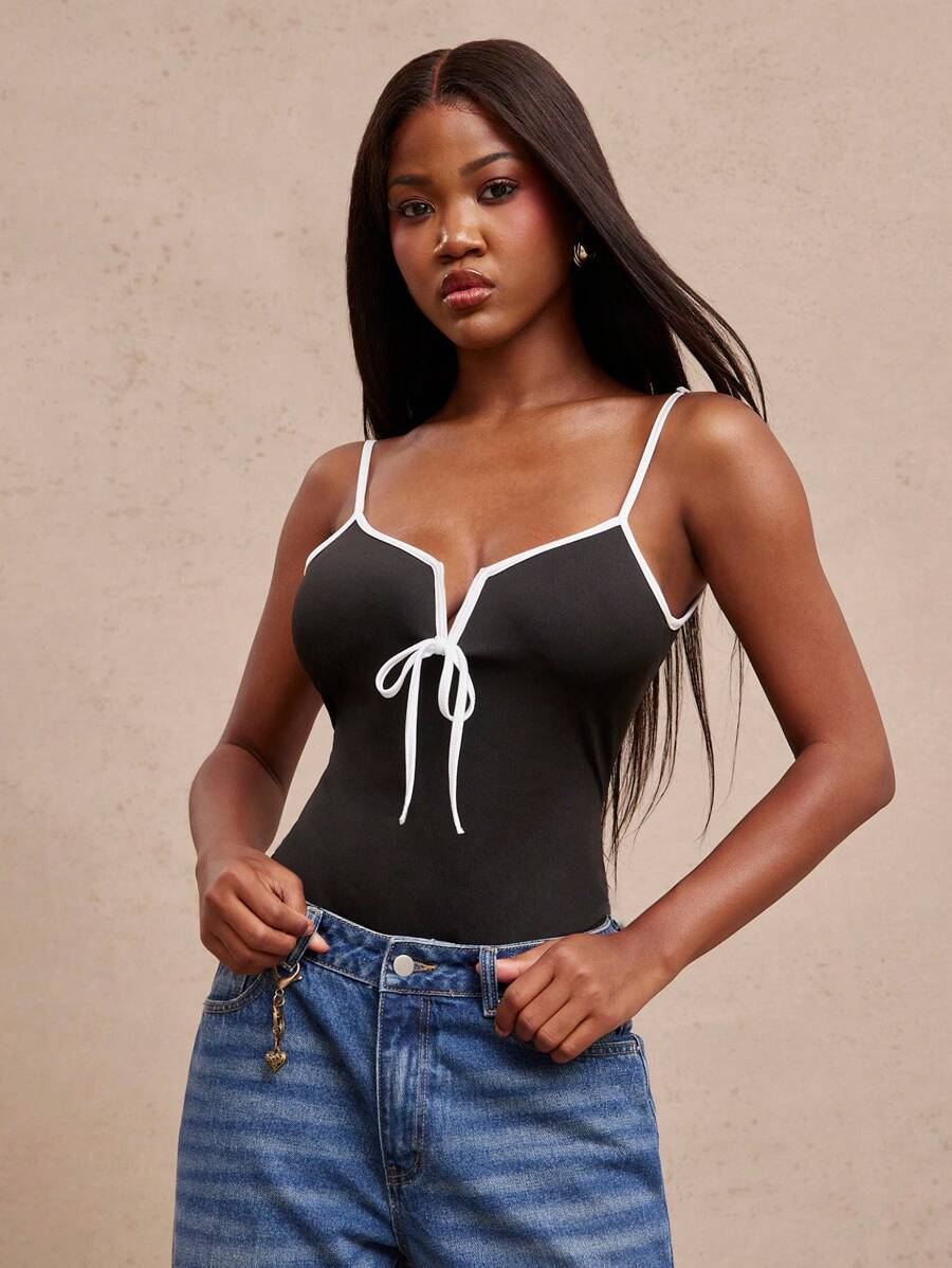 NYA SZN Bodysuit Bowknot Color Block Wedding Bridal Bachelorette Casual Everyday Vacation Party Brunch Elegant Gyaru Club Going Out Sexy Concert National Tour Music Festival Summer Pastel Thanksgiving Christmas NYE New Years Eve Outfits For Women