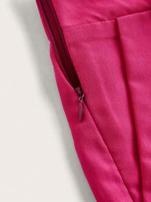 VaVaBold Women's Solid Color Pleated Wide Leg Loose Casual Shorts - Hot Pink - View 4