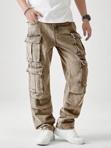 Manfinity Hypemode Quần Jeans Ống Rộng Jeans Cargo Jeans Ống Rộng Quần Jeans Nam - màu nâu - Xem 3