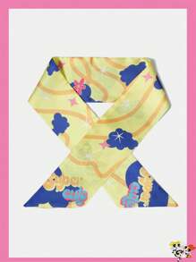 THE POWERPUFF GIRLS X SHEIN 黄色休闲花朵、泡泡、毛茛图案围巾