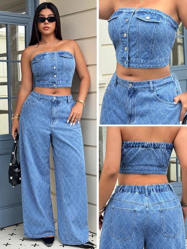 Jeanoix Top de Crochê Denim Versátil e Casual