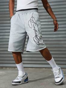 Manfinity EMRG Men's 2-In-1 Waistband Patchwork Embroidered Casual Basketball Shorts, Summer, Men Graphic Shorts - Multicolor - View 3