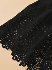 EMERY ROSE 女士夏季純色V領短袖休閒寬鬆襯衫 - 黑色 - 查看 4