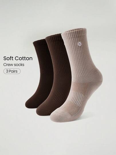 GLOWMODE 3 Pairs Socks Soft Ventilated Mesh With Embroidered Logo Gym Workout Daily