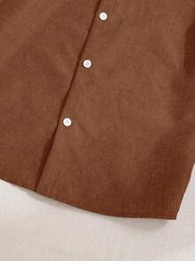 Ensemble 2 pièces pour garçon préadolescent, chemise à col polo manches courtes ample de couleur unie et pantalon long