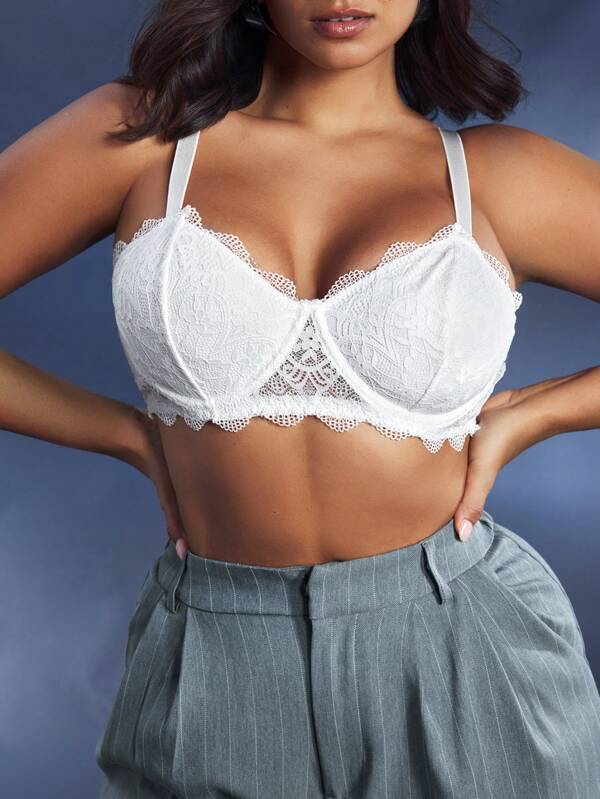 SHEIN Opulent Queen Große Größen einfarbiger Spitzen-BH & drahtloser BH