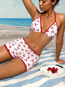 Swim Mod 夏日假期甜樱桃印花比基尼套装