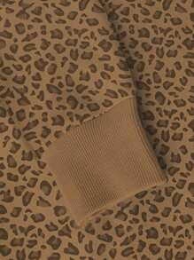 INAWLY Women's Leopard Print Long Sleeve Minimalist Hoodies, Casual For Daily Wear,Graduation,Teacher,Back To School Pullover Fall - Coffee Brown - View 4