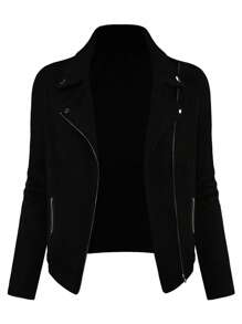 EMERY ROSE Áo khoác phong cách đường phố đa năng thường ngày dành cho nữ lấy cảm hứng từ xe máy - màu đen - Xem 1