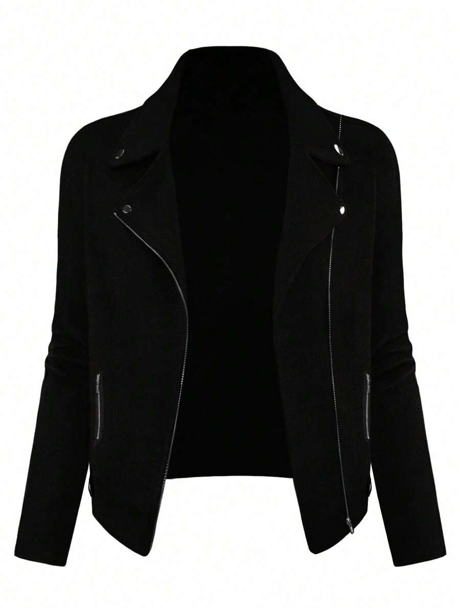 EMERY ROSE Áo khoác phong cách đường phố đa năng thường ngày dành cho nữ lấy cảm hứng từ xe máy - màu đen - Xem 1