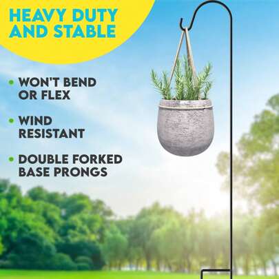Shepherds 户外挂钩 35 英寸 1 包，适用于户外庭院的加厚重型喂鸟杆，悬挂式植物架，非空心，不可调节，超长底座叉，适用于后院婚礼