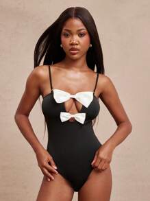 NYA SZN Body con fiocco, colorblock, per matrimonio, sposa, addio al nubilato, taglio, casual, quotidiano, vacanza, festa, brunch, elegante, gyaru, uscita, sexy, concerto, tour nazionale, festival musicale, outfit estivo pastello per donne