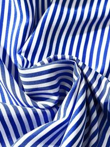 GlowEve CURVE Striped Colorblock Ruffle Trim Sleeveless Blouse, Summer - Blue - View 3