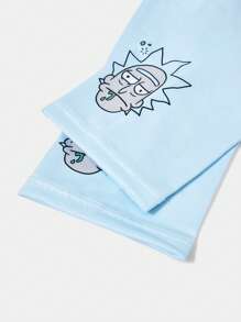 Rick and Morty X SHEIN زوج من أكمام يد للسيدات ذات بنمط شخصيات كرتونية بلون أزرق فاتح - الأزرق - مشاهدة 3