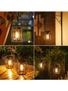 SHEIN 1PC Solar Lantern Outdoor Light, Upgraded Metal Solar Lantern Light, IP65 Waterproof Decorative Pagoda Light, Brighter Hanging Solar Pendant Light, Suitable For Yard, Garden, Patio, Pathway Decoration