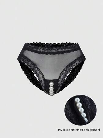 Kawaii Sexy Sheer Pearl Hollow Out Ladies' Panties
