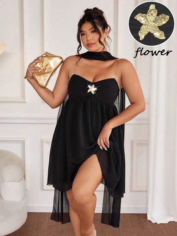 SHEIN Belle Plus Size Elegant Banquet Party Sexy Strapless Ruffle Cinched Waist Mini Dress, Summer Women Dresses Birthday Women Plus Sun Dress Women Short Dresses Summer Women Casual Dress Women Plus Clothing Business Casual