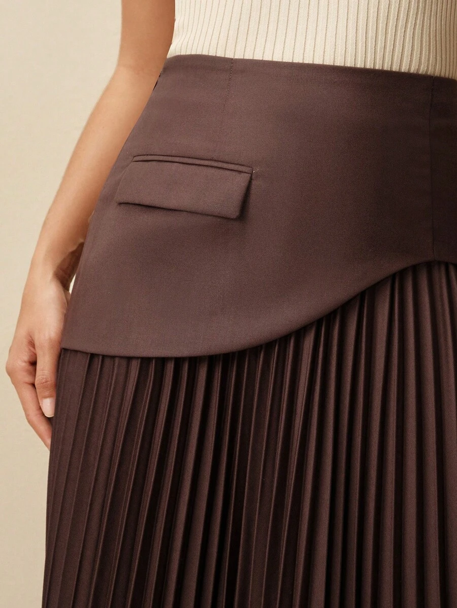 Anewsta Elegant Women Pleated Design Versatile Skirt