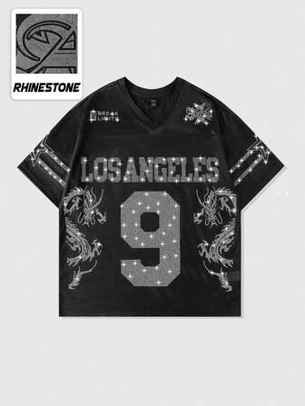 Street Life Camiseta de manga corta deportiva con parches de malla de diamante para hombre, jersey deportivo