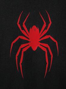 Teen Boy Spider Graphic Print Sweatshirt, Casual Pullover Sweatshirt Chic For Autumn/Winter Fall - Black - View 6