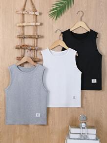 SHEIN 多件装青少年男童休闲字母印花背心 - 彩色 - 查看 7