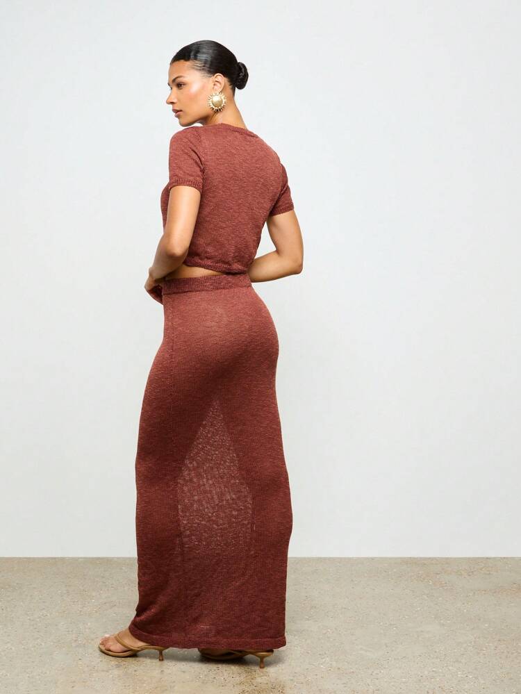 AiiRZ Conjunto de saia longa e top de tricô enrolado, loungewear de inverno elegante para resort, coordenado casual para a temporada de férias