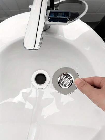 Filtro multifuncional para fregadero de acero inoxidable, antiatasco y antióxido, fácil de instalar en la cocina y el baño, filtro de fregadero de cocina con embudo de acero inoxidable portátil para drenaje de lavabo, drenaje de piso antiatasco para el hogar