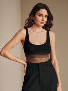Anewsta Women's Light And Airy Ombre Sheer Tank Top - Black - View 4