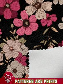 SHEIN Privé Áo thun tay ngắn cổ vuông họa tiết hoa cỡ lớn cho nữ, phù hợp cho mùa hè - Nhiều màu - Xem 3