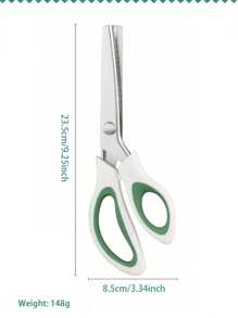 绿色锯齿边缘裁缝剪刀自封艺术织物防磨损专业裁缝剪刀碳钢刀片人体工程学手柄牛仔裤卷边手工 DIY 工具