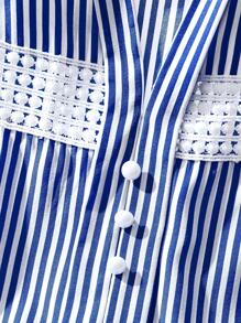 GlowEve CURVE Striped Colorblock Ruffle Trim Sleeveless Blouse, Summer - Blue - View 5