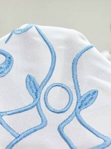 Florisole Lässiges, schickes, süßes Oberteil mit V-Ausschnitt, bestickten Puffärmeln, bequem & atmungsaktiv, Alltagskleidung & Urlaub, weiß, Damen Frühling/Sommer