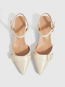 Sleekvia Women's Pointed Toe Adjustable Buckle Fashion High Heel Pumps - Apricot - View 2