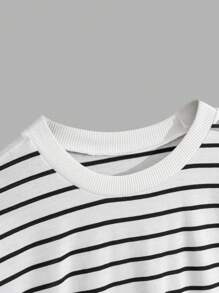 RueChic Men Cottonline 2pcs Multi Pack Striped Regular T-Shirts - Black and White - View 5