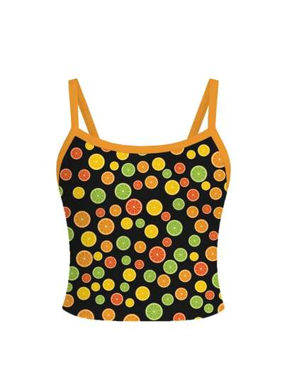Vecteezy Top tipo camiseta de tirantes con estampado naranja de color contrastante para vacaciones de verano de mujer