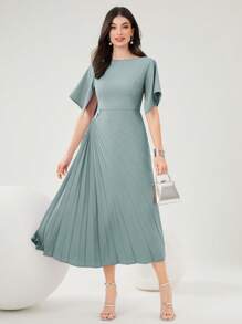 Modelyn 优雅时尚纯色女士派对长款晚礼服 - 藍色 - 查看 6