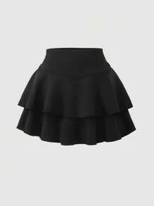 Mallas/shorts para adolescentes/niñas estilo casual, deportivo, baile, fitness, versátil y de múltiples capas - Negro - Ver 7