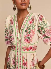 Travachic Woven Graphic Print Short Sleeve Mini Dress For Women,Summer Outfits For Women, Suitable For Holiday , Afternoon Tea, Wedding Season, Beach Cruise Vacation, City Road Trip Vacation, Boho Vacation, Music Festival , Beachwear, Easter, Beach Outfits For Woman, Elegant Dress For Women, Vacation Outfits Women, Concert Outfit Women, Tropical Vacation Woman Clothes, Holiday Outfits, Bohemian Clothes,For Spring Sunmmer And Autumn ,Easter,Holiday Outfits,Beach Outfits For Woman,Spring Break,Vacation Outfits Women,Concert Outfit Women, Tropical Vacation Woman Clothes, Romantic - Beige - View 6