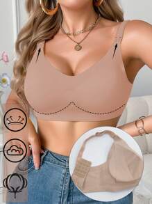 Moonlight&Mama Maternity Simple Solid Color Nursing Bra With Pads Seamless