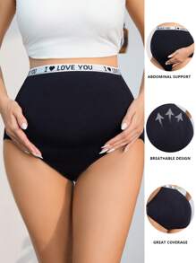 Moonlight&Mama 1pc Seamless Maternity Low Waist Thin Stretch Belly Support Briefs - Black - View 4