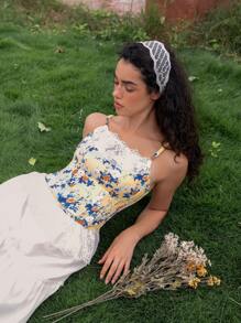 Myrelith 1pc Women Lace Patchwork Wireless Sexy Bra