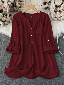 Linhara 大码休闲百搭纯色衬衫