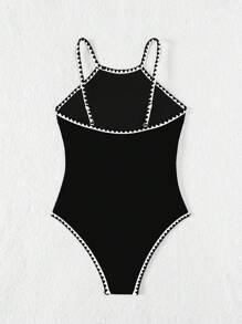 Swim Lushoire Đồ bơi một mảnh Racerback Colorblock định hình bụng cho nữ, Đồ bơi lướt sóng bãi biển mùa hè - màu đen - Xem 7